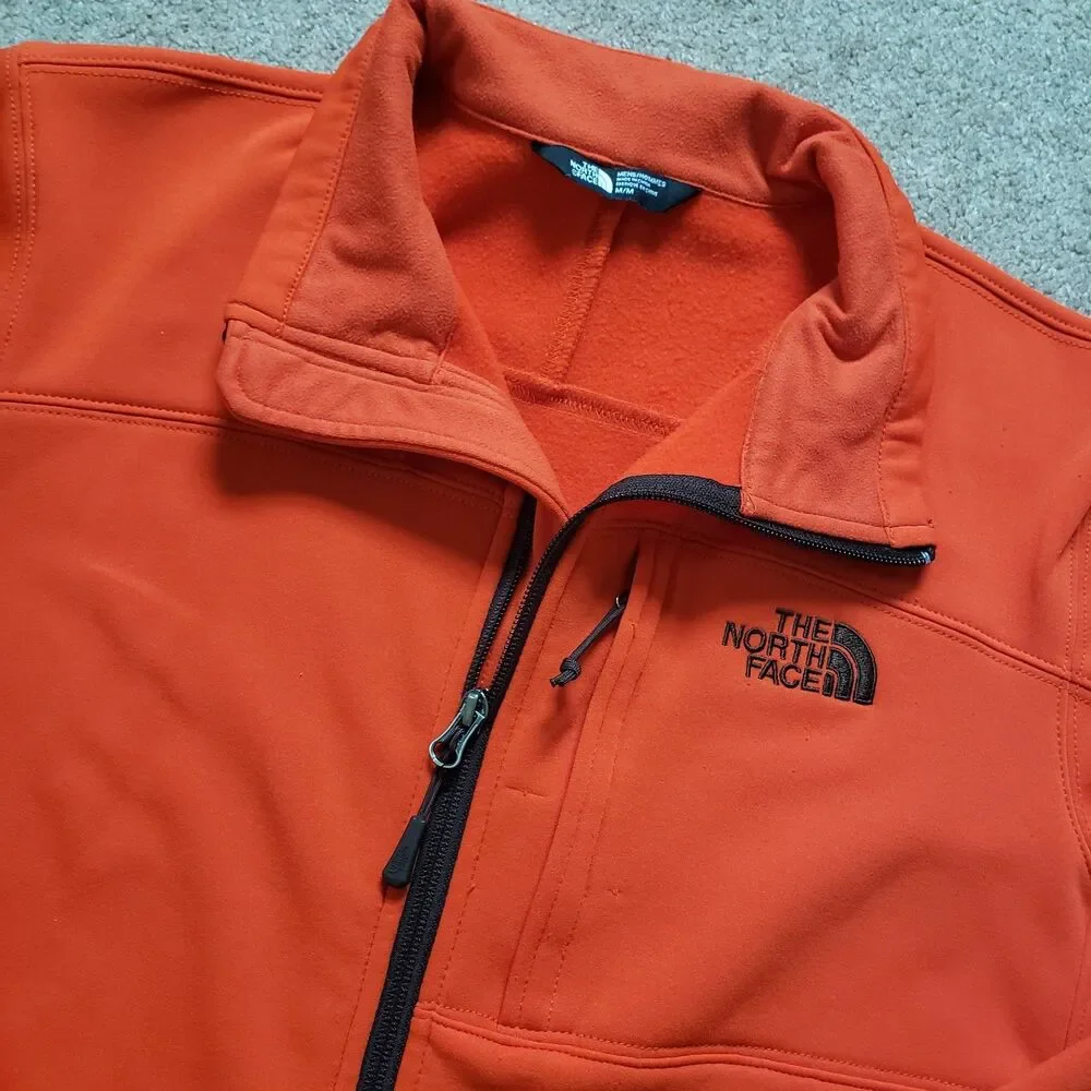 Vintage Y2K The North Face Size Medium Mens Orange Full Zip Long Sleeve Fleece
